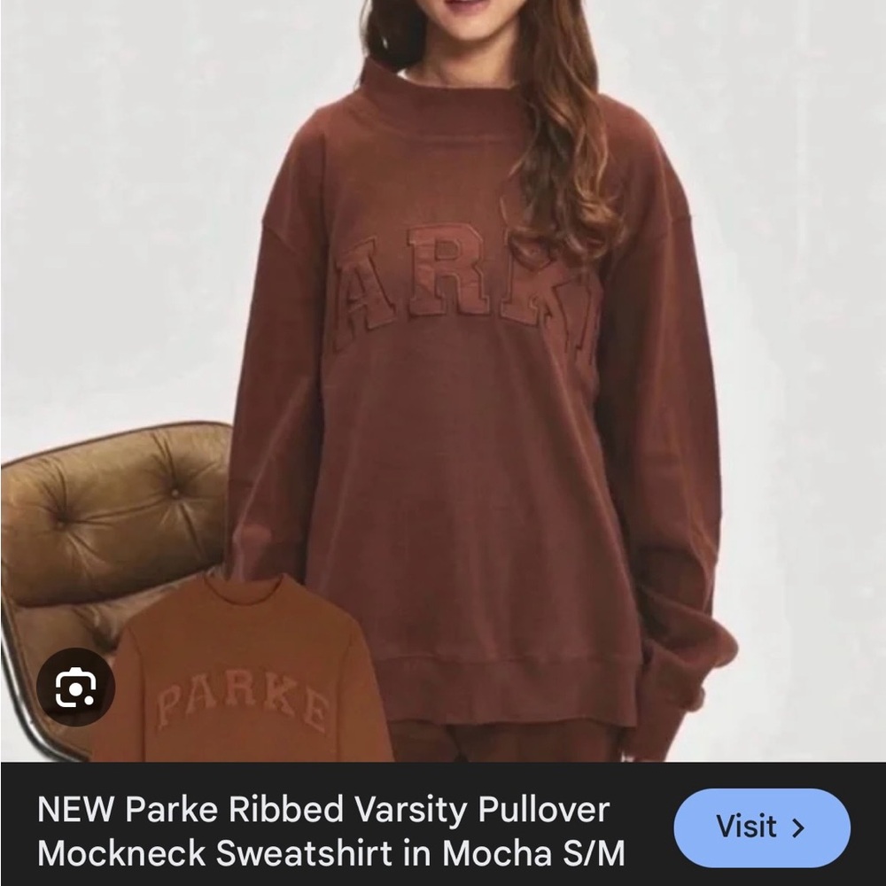 Parke Mocha Ribbed Varsity Mockneck Sweater